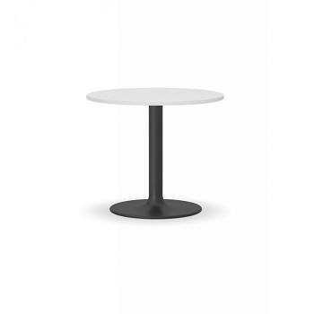 Konferenční stůl kruhový průměr  600x 500, bílá, podnož černá, ZEUS