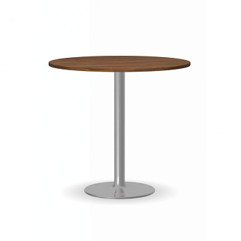 Konferenční stůl kruhový průměr  800x 725, ořech, podnož chrom, FILIP