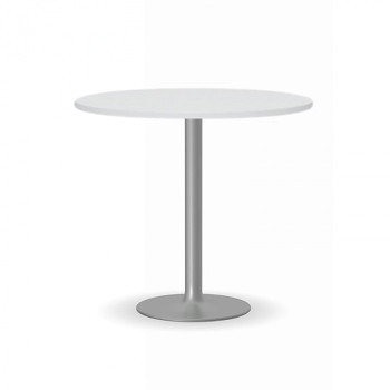 Konferenční stůl kruhový průměr  800x 725, bílá, podnož šedá, FILIP