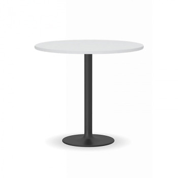 Konferenční stůl kruhový průměr  800x 725, bílá, podnož černá, FILIP