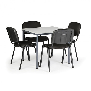 Stůl  800x800 mm + 4x čalouněná židle černá