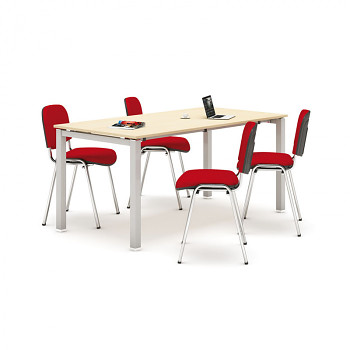 Stůl 1600x800 mm + 4x čalouněná židle červená