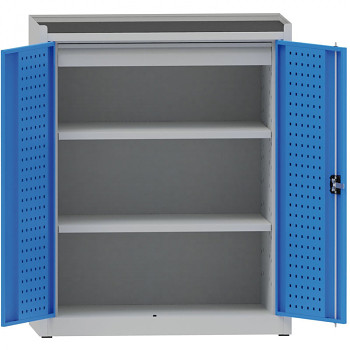Dílenská skříň  1x zásuvka, 2x police, šedá/modrá, 1170x 950x500 mm