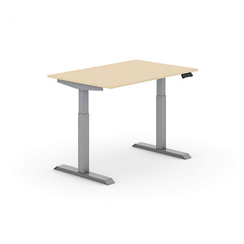 Kancelářský stůl 1200x 800x735-1235 mm, rovný, bříza, podnož šedá, PRIMO