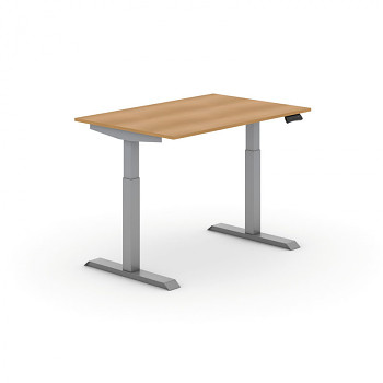 Kancelářský stůl 1200x 800x735-1235 mm, rovný, buk, podnož šedá, PRIMO