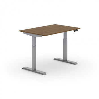 Kancelářský stůl 1200x 800x735-1235 mm, rovný, ořech, podnož šedá, PRIMO