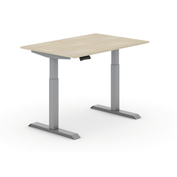 Kancelářský stůl 1200x 800x735-1235 mm, rovný, dub, podnož šedá, PRIMO