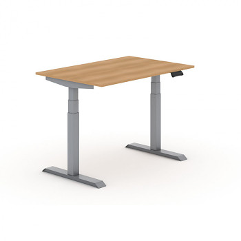 Kancelářský stůl 1200x 800x625-1275 mm, rovný, buk, podnož šedá, PRIMO