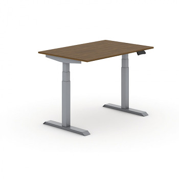 Kancelářský stůl 1200x 800x625-1275 mm, rovný, ořech, podnož šedá, PRIMO