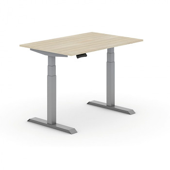 Kancelářský stůl 1200x 800x625-1275 mm, rovný, dub, podnož šedá, PRIMO