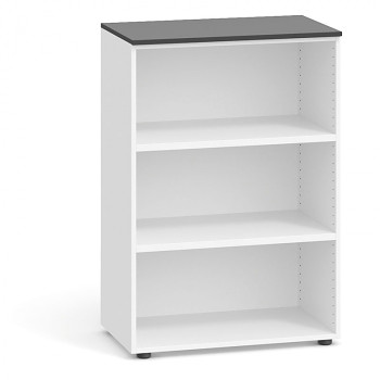 Kancelářská skříň - regál 1087x 800x420 mm, bílá/grafitová, PRIMO