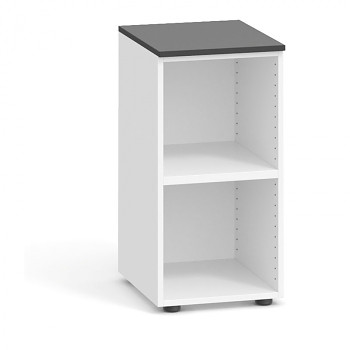 Kancelářská skříň - regál  740x 400x420 mm, bílá/grafitová, PRIMO