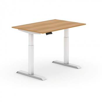 Kancelářský stůl 1200x 800x735-1235 mm, rovný, buk, podnož bílá, PRIMO