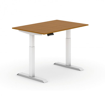 Kancelářský stůl 1200x 800x735-1235 mm, rovný, třešeň, podnož bílá, PRIMO