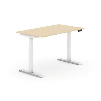 Kancelářský stůl 1400x 800x735-1235 mm, rovný, bříza, podnož bílá, PRIMO