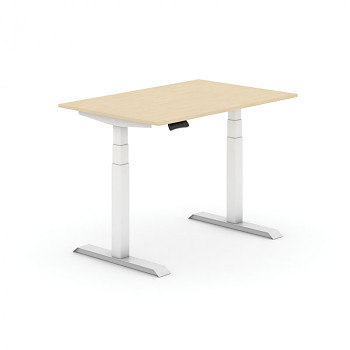 Kancelářský stůl 1200x 800x625-1275 mm, rovný, bříza, podnož bílá, PRIMO