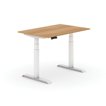 Kancelářský stůl 1200x 800x625-1275 mm, rovný, buk, podnož bílá, PRIMO