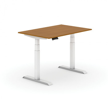 Kancelářský stůl 1200x 800x625-1275 mm, rovný, třešeň, podnož bílá, PRIMO