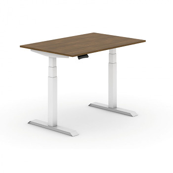 Kancelářský stůl 1200x 800x625-1275 mm, rovný, ořech, podnož bílá, PRIMO