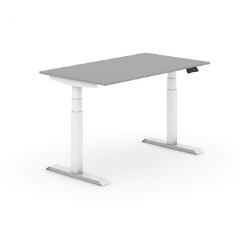 Kancelářský stůl 1200x 800x625-1275 mm, rovný, šedá, podnož bílá, PRIMO