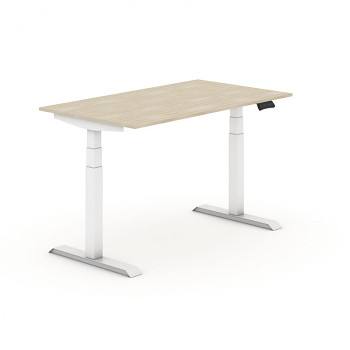 Kancelářský stůl 1200x 800x625-1275 mm, rovný, dub, podnož bílá, PRIMO