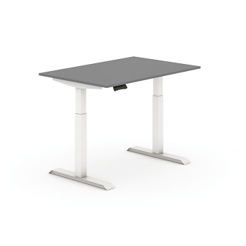 Kancelářský stůl 1200x 800x625-1275 mm, rovný, grafitová, podnož bílá, PRIMO