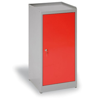 Dílenská policová skříňka na nářadí HOBBY, 3 police, 1 zásuvka, 450 x 450 x 1020 mm, červené dveře