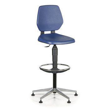 Pracovní židle ALLOY PU, vysoká, kluzáky, modrá