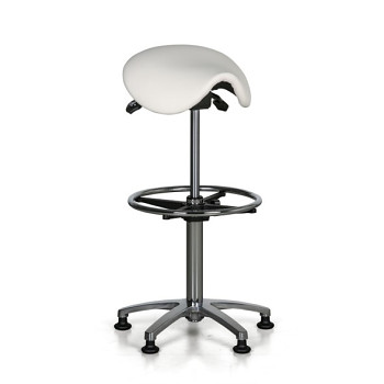 Pracovní stolička CAROLINE, sedák ve tvaru sedla, kluzáky, bílá