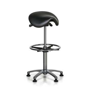 Pracovní stolička CAROLINE, sedák ve tvaru sedla, kluzáky, černá