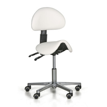 Pracovní židle SHAWNA, sedák ve tvaru sedla, univerzální kolečka, bílá