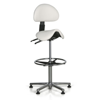 Pracovní židle ELEN, sedák ve tvaru sedla, kluzáky, bílá