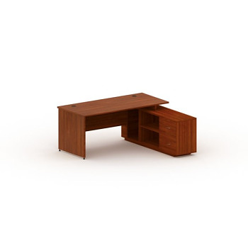 Kancelářský stůl se skříňkou MIRELLI A+ 1600 x 1600 mm, ořech