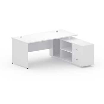 Kancelářský stůl se skříňkou MIRELLI A+ 1600 x 1600 mm, bílý