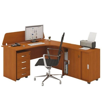 Sestava kancelářského nábytku MIRELLI A+, typ F, pravá, třešeň