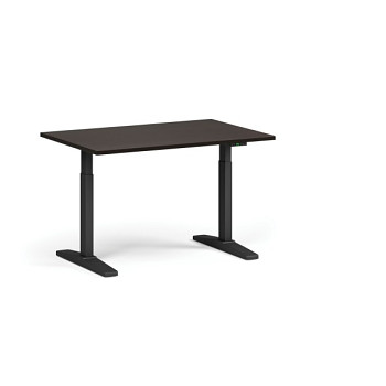 Výškově nastavitelný stůl ULIX, elektrický, 675-1325 mm, deska 1200x800 mm, černá podnož, wenge