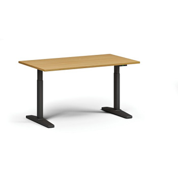 Výškově nastavitelný stůl ULIX, elektrický, 675-1325 mm, deska 1400x800 mm, černá podnož, buk