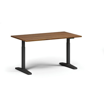 Výškově nastavitelný stůl ULIX, elektrický, 675-1325 mm, deska 1400x800 mm, černá podnož, ořech