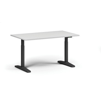 Výškově nastavitelný stůl ULIX, elektrický, 675-1325 mm, deska 1400x800 mm, černá podnož, bílá