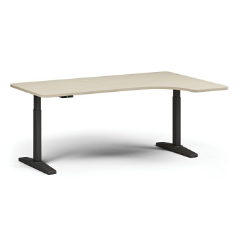 Výškově nastavitelný stůl ULIX, elektrický, 675-1325 mm, levý/pravý, deska 1800x1200 mm, černá podnož, bříza