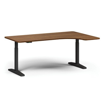 Výškově nastavitelný stůl ULIX, elektrický, 675-1325 mm, levý/pravý, deska 1800x1200 mm, černá podnož, ořech