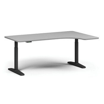 Výškově nastavitelný stůl ULIX, elektrický, 675-1325 mm, levý/pravý, deska 1800x1200 mm, černá podnož, šedá