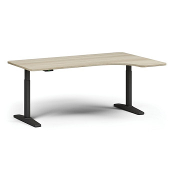 Výškově nastavitelný stůl ULIX, elektrický, 675-1325 mm, levý/pravý, deska 1800x1200 mm, černá podnož, dub přírodní