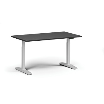 Výškově nastavitelný stůl, elektrický, 675-1325 mm, deska 1400x800 mm, bílá podnož, grafit