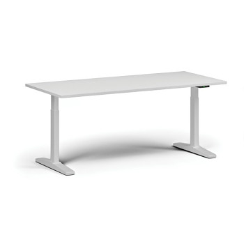 Výškově nastavitelný stůl, elektrický, 675-1325 mm, deska 1800x800 mm, bílá podnož, bílá