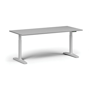 Výškově nastavitelný stůl, elektrický, 675-1325 mm, deska 1800x800 mm, bílá podnož, šedá