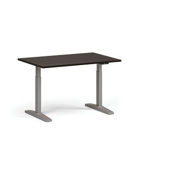 Výškově nastavitelný stůl, elektrický, 675-1325 mm, deska 1200x800 mm, šedá podnož, wenge