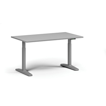Výškově nastavitelný stůl, elektrický, 675-1325 mm, deska 1400x800 mm, šedá podnož, šedá