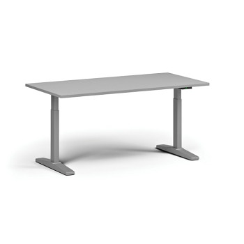 Výškově nastavitelný stůl, elektrický, 675-1325 mm, deska 1600x800 mm, šedá podnož, šedá