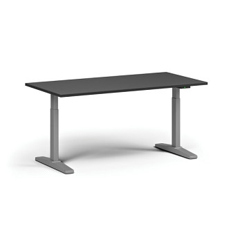 Výškově nastavitelný stůl, elektrický, 675-1325 mm, deska 1600x800 mm, šedá podnož, grafit